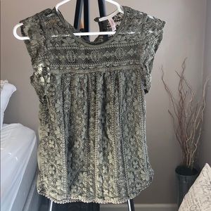 Olive green lace shirt